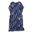 MONSOON Womens Blue Black Abstract Print Day Dress Polyester Blend Long Sleeve L