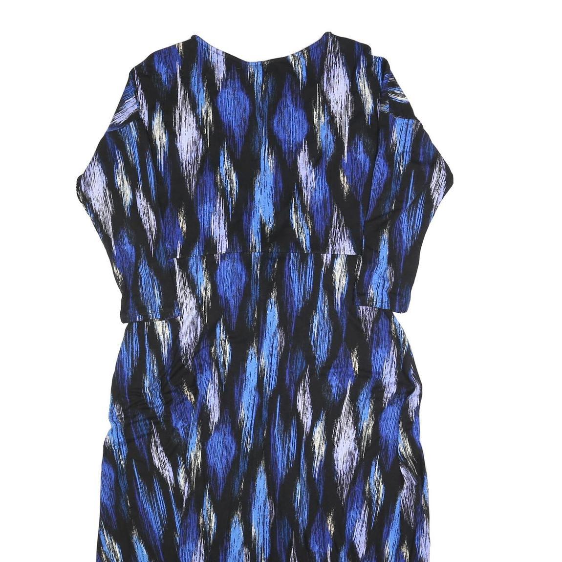 MONSOON Womens Blue Black Abstract Print Day Dress Polyester Blend Long Sleeve L