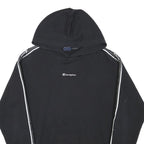 CHAMPION Mens Black Logo Taped Sleeve Pullover Hoodie S Cotton Blend Casual