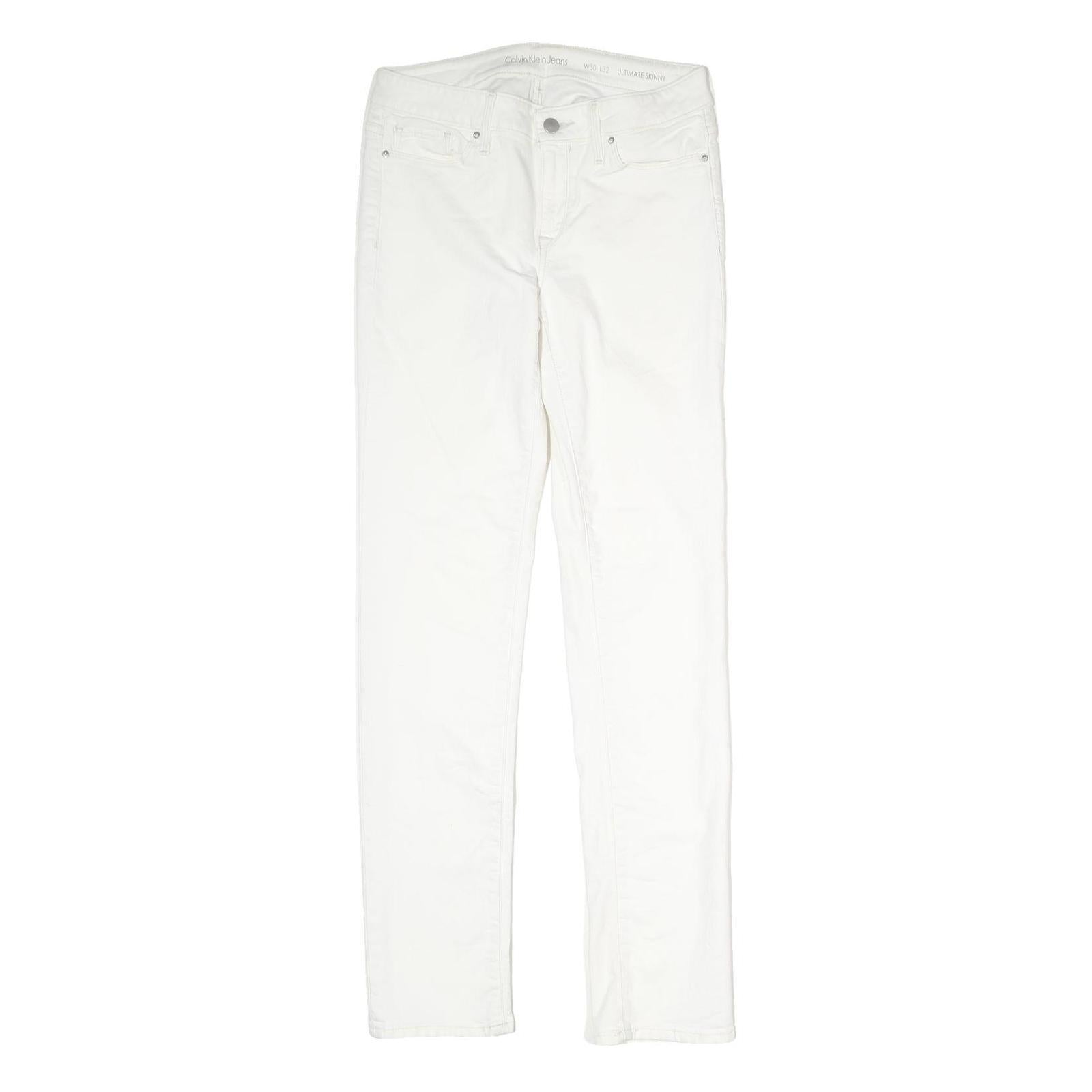 CALVIN KLEIN JEANS Womens White Slim Skinny Denim W30 L32 Zip Cotton Blend