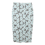 G21 Womens Blue & Black Floral Pencil Knee Length Cotton Blend Skirt M