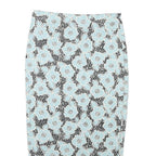 G21 Womens Blue & Black Floral Pencil Knee Length Cotton Blend Skirt M