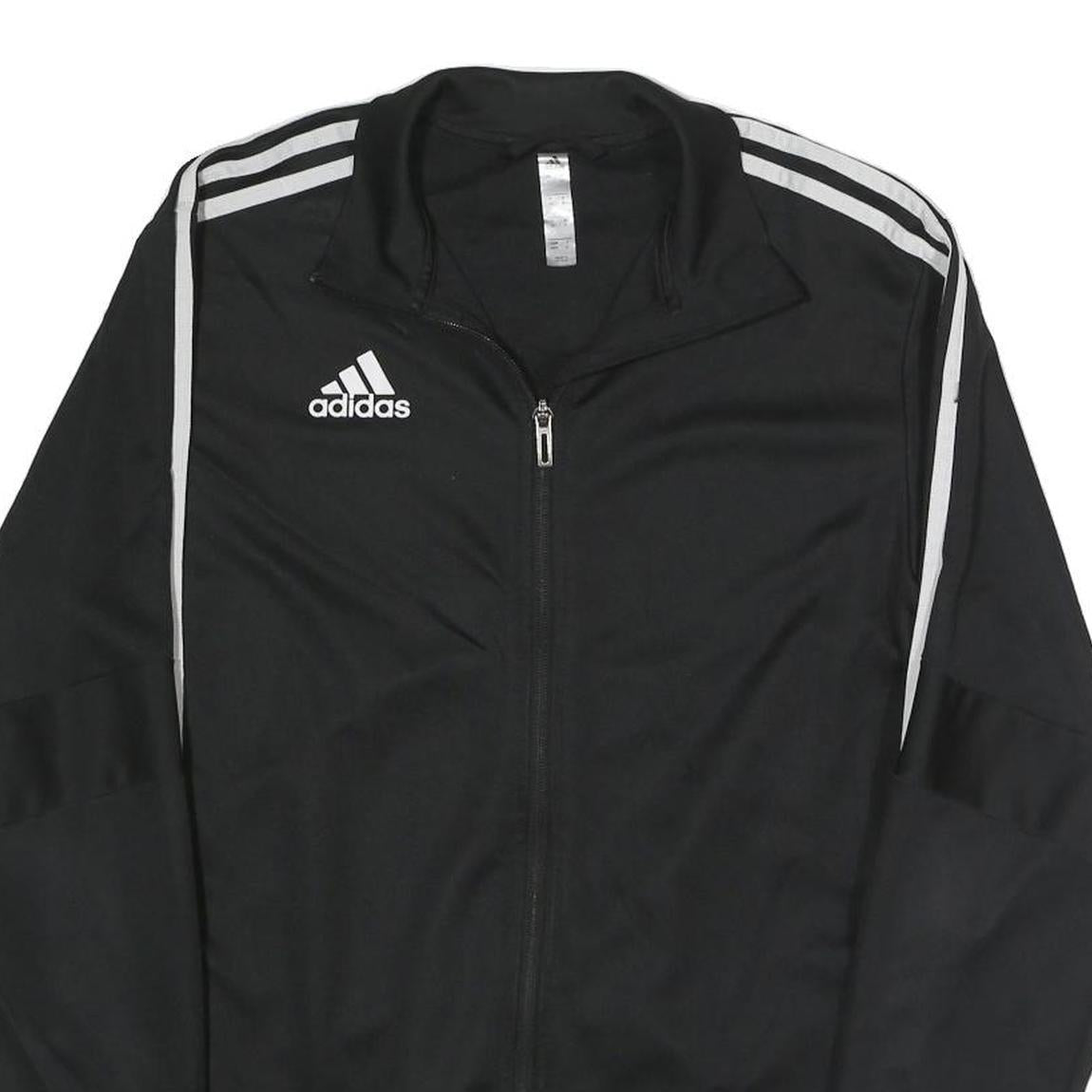 ADIDAS Mens Black White Track Jacket M Polyester Blend Zip Athletic Sportswear