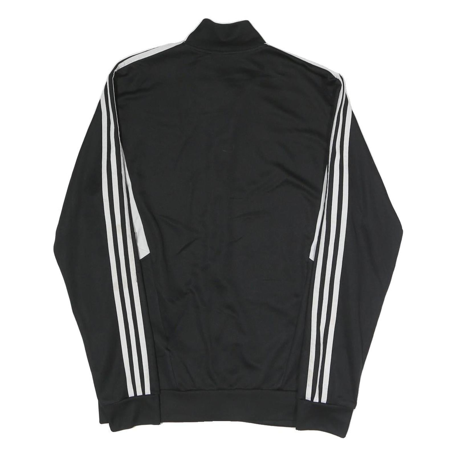 ADIDAS Mens Black White Track Jacket M Polyester Blend Zip Athletic Sportswear