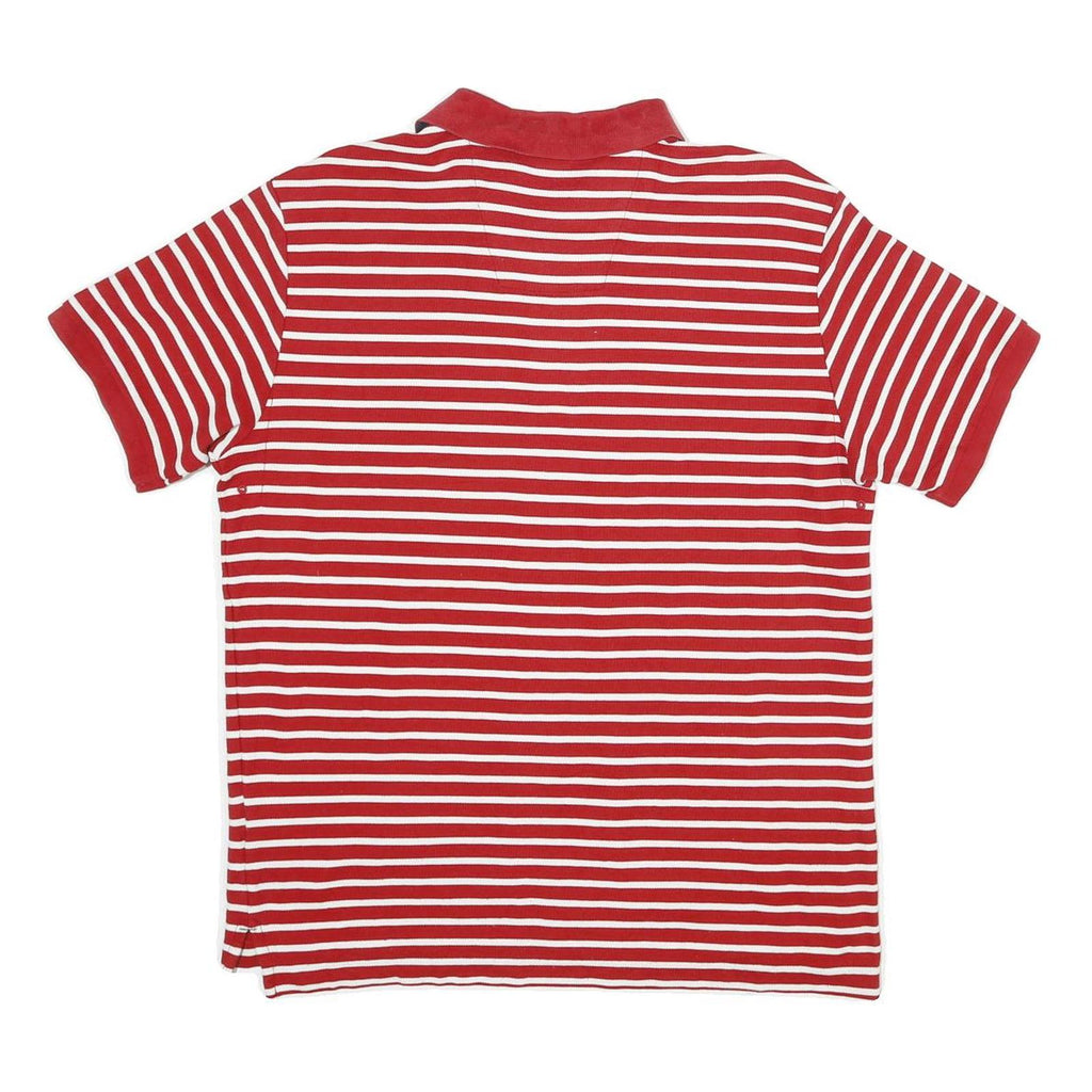 NAUTICA Mens Red & White Striped Short Sleeve Polo Shirt M Cotton Blend Classic