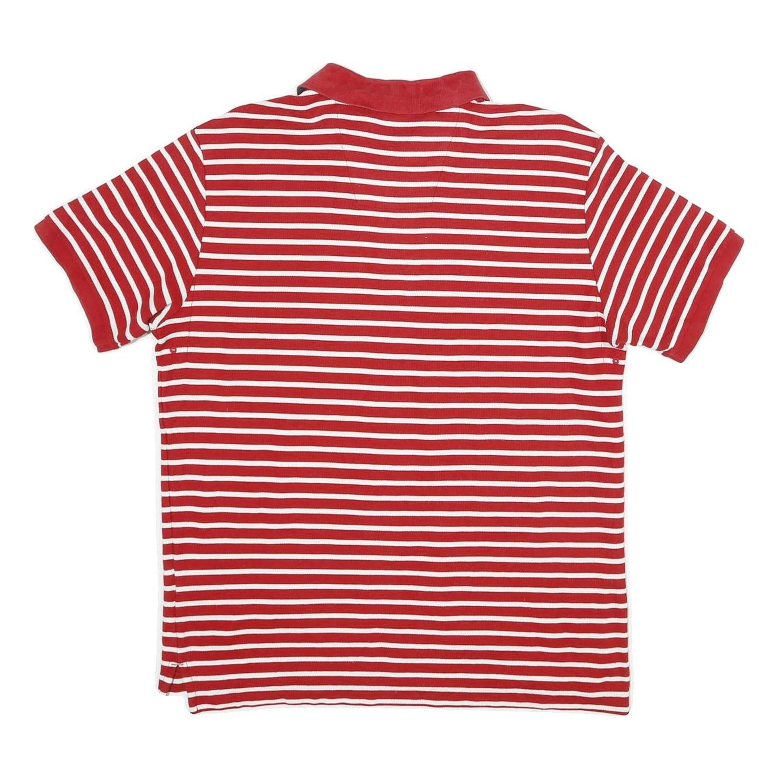 NAUTICA Mens Red & White Striped Short Sleeve Polo Shirt M Cotton Blend Classic