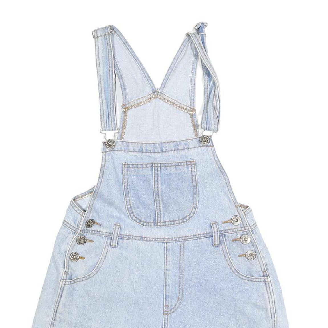 TJY Womens Blue Cotton Blend Denim Dungarees Short Fit S W28 L5 Casual Summer