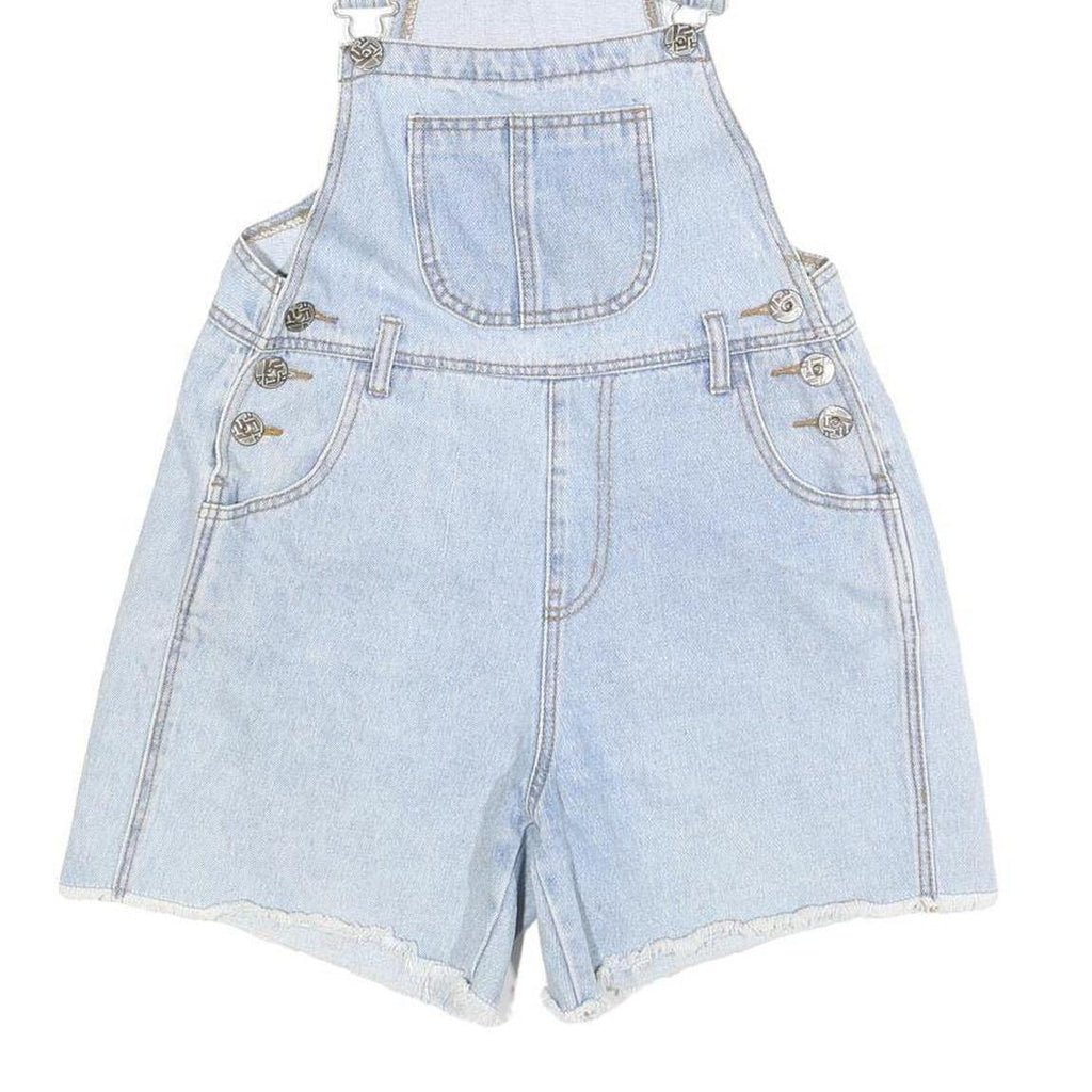 TJY Womens Blue Cotton Blend Denim Dungarees Short Fit S W28 L5 Casual Summer