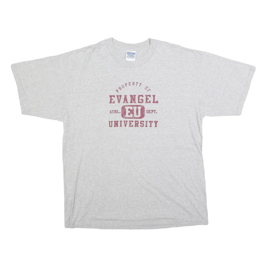 GILDAN Mens Grey Evangel University Graphic T-Shirt XL Short Sleeve Crew Neck