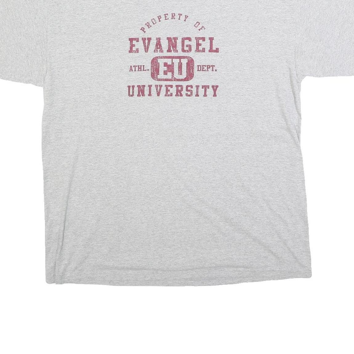 GILDAN Mens Grey Evangel University Graphic T-Shirt XL Short Sleeve Crew Neck