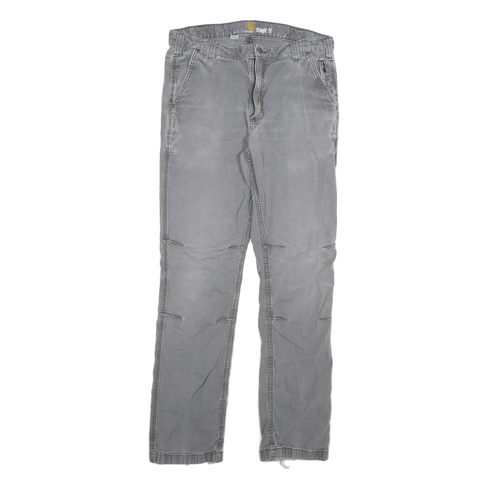 CARHARTT Mens Cotton Blend Grey Regular Straight Fit Trousers W32 L31 Workwear