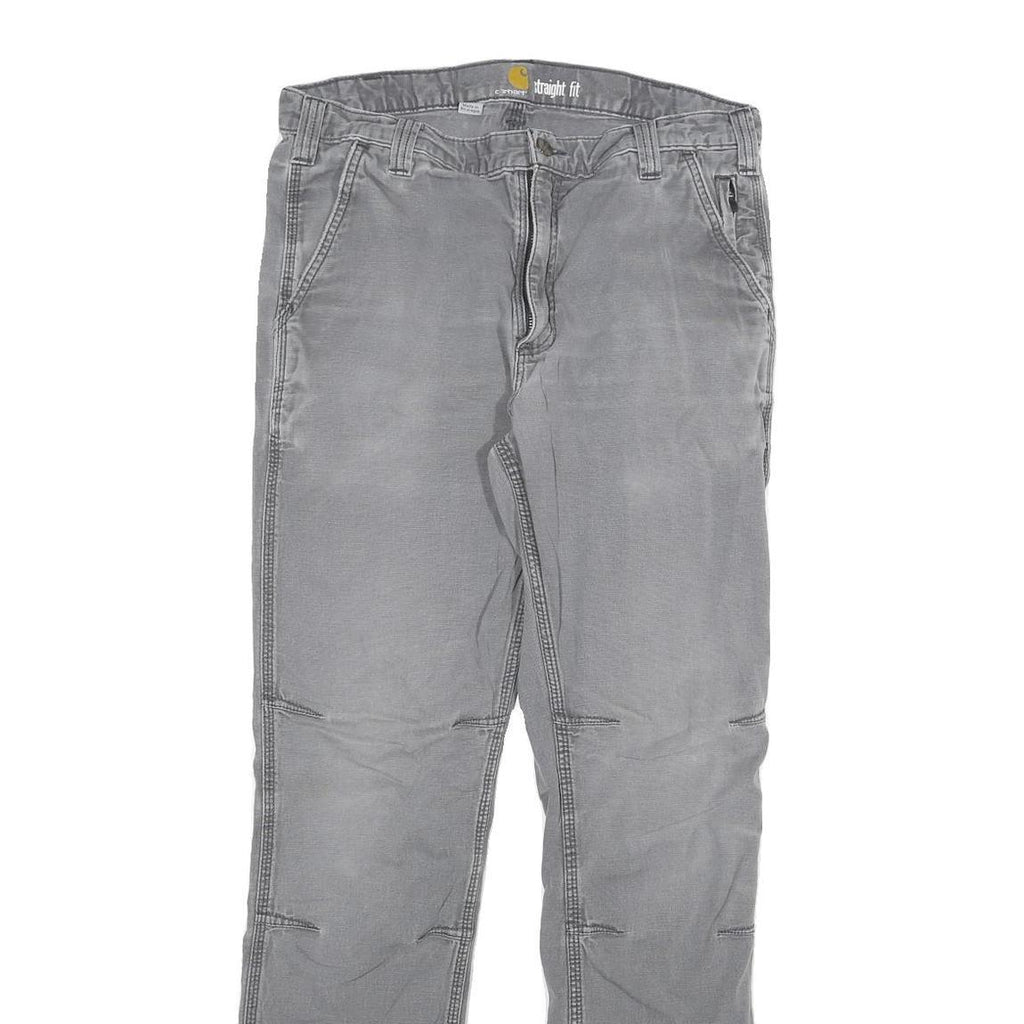 CARHARTT Mens Cotton Blend Grey Regular Straight Fit Trousers W32 L31 Workwear