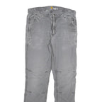 CARHARTT Mens Cotton Blend Grey Regular Straight Fit Trousers W32 L31 Workwear