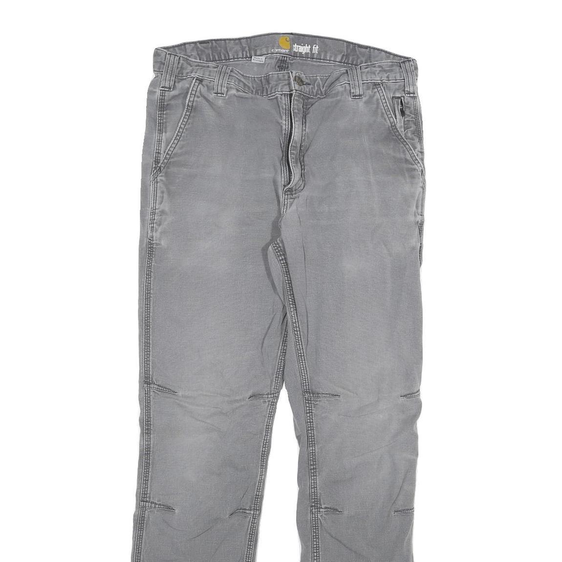 CARHARTT Mens Cotton Blend Grey Regular Straight Fit Trousers W32 L31 Workwear