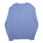 NAUTICA Mens Blue Plain V-Neck Basic Knit XL Cotton Jumper Casual Classic