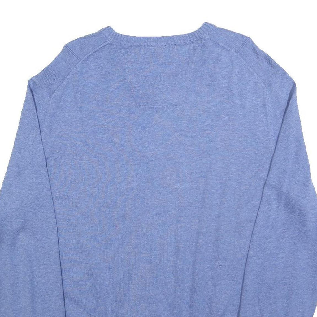 NAUTICA Mens Blue Plain V-Neck Basic Knit XL Cotton Jumper Casual Classic