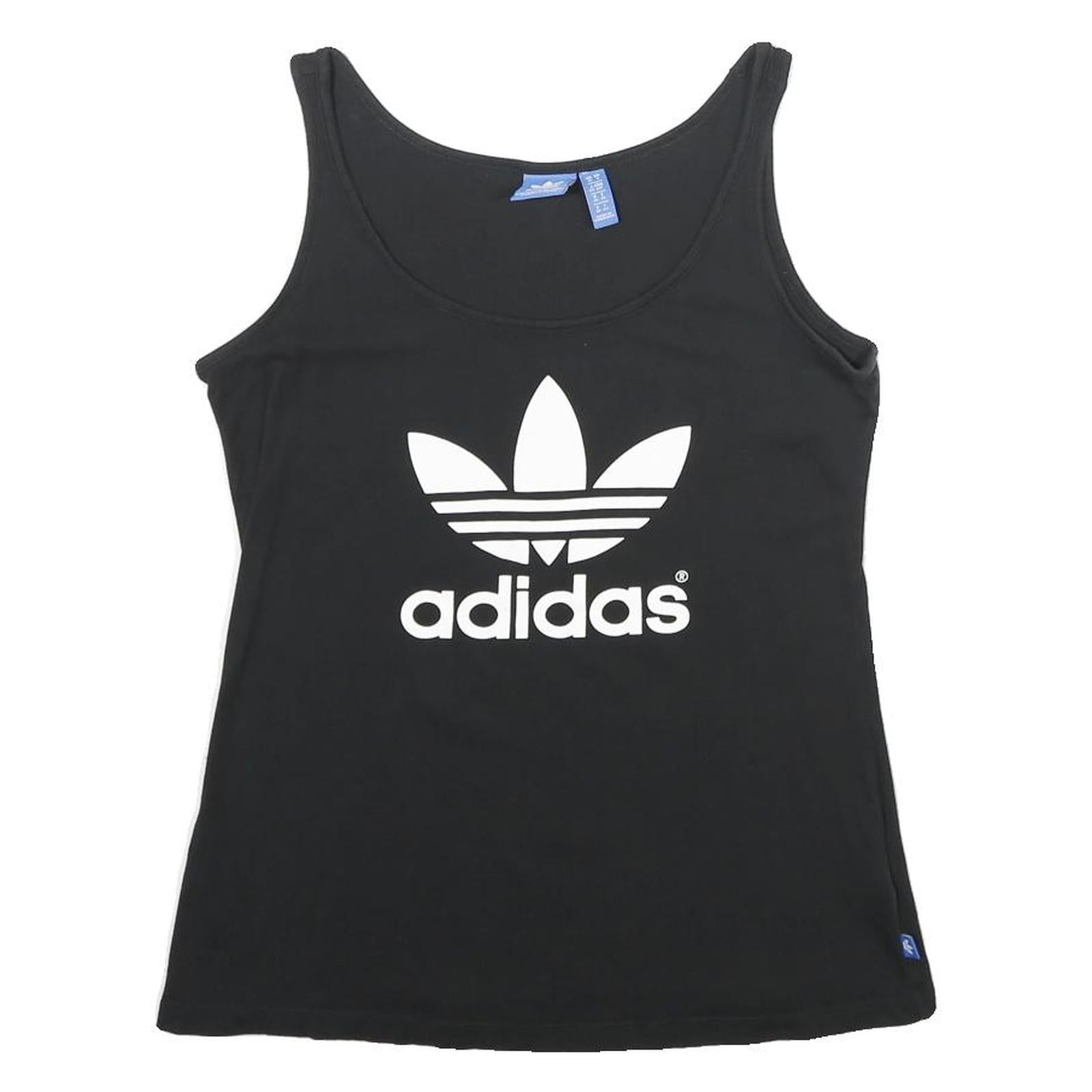 ADIDAS Womens Black Vest UK 10 Sleeveless Crew Neck Cotton Sports Casual