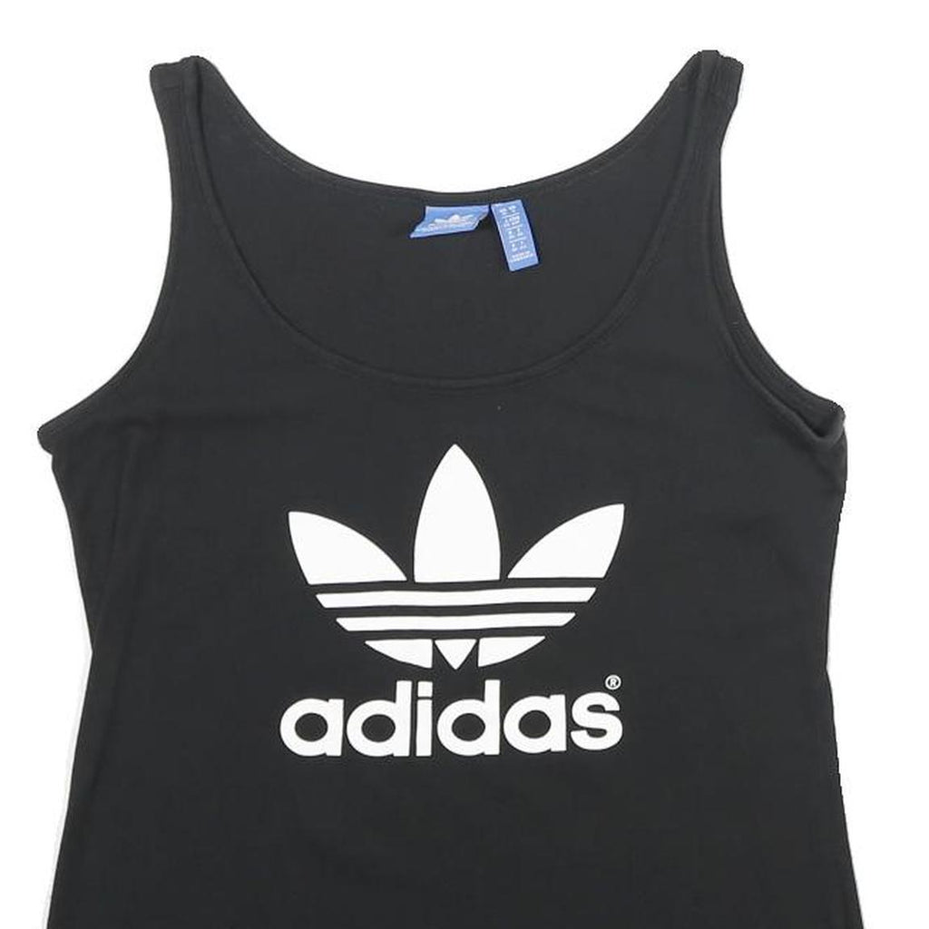 ADIDAS Womens Black Vest UK 10 Sleeveless Crew Neck Cotton Sports Casual
