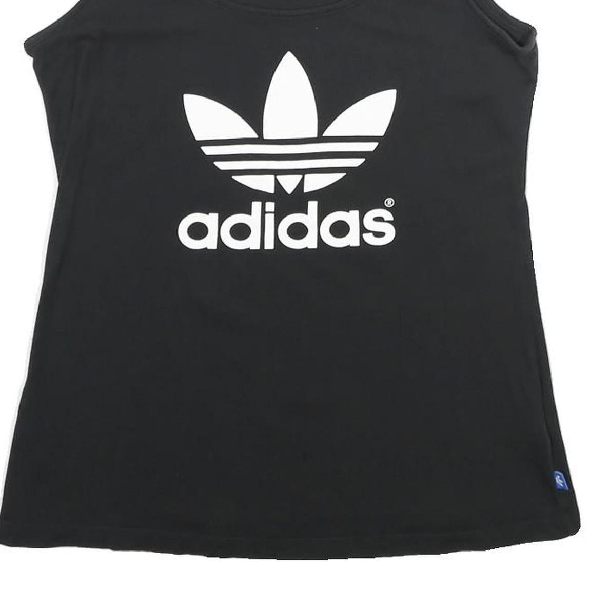 ADIDAS Womens Black Vest UK 10 Sleeveless Crew Neck Cotton Sports Casual