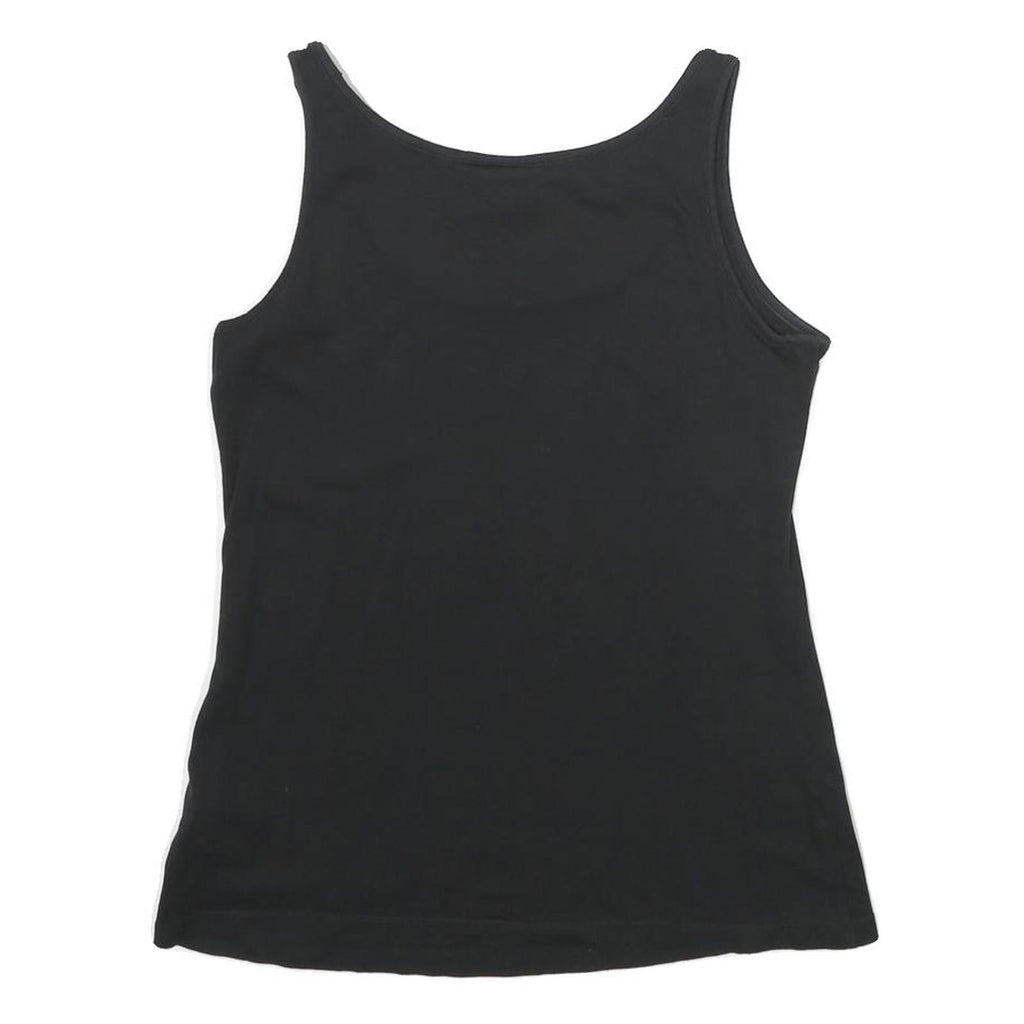 ADIDAS Womens Black Vest UK 10 Sleeveless Crew Neck Cotton Sports Casual