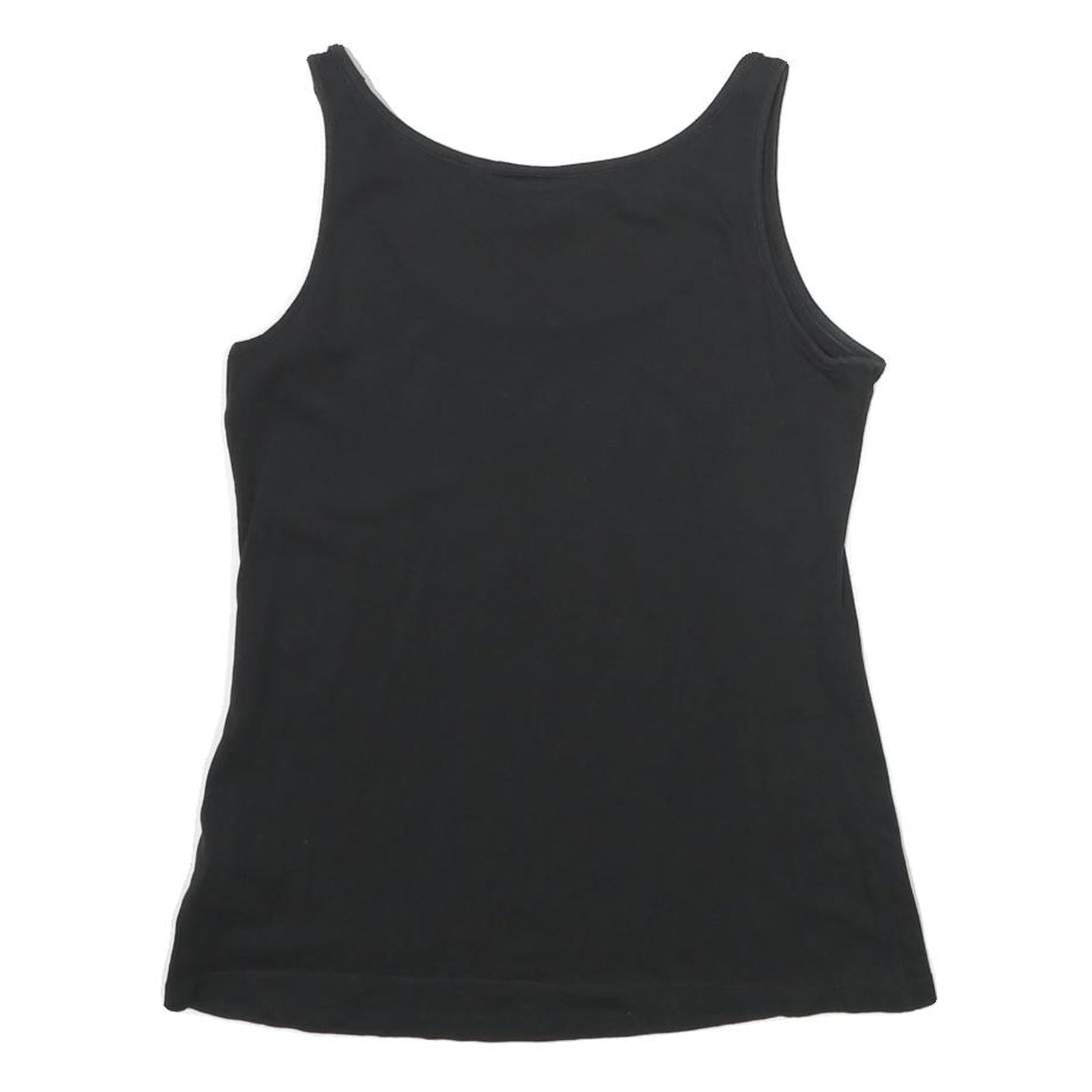 ADIDAS Womens Black Vest UK 10 Sleeveless Crew Neck Cotton Sports Casual