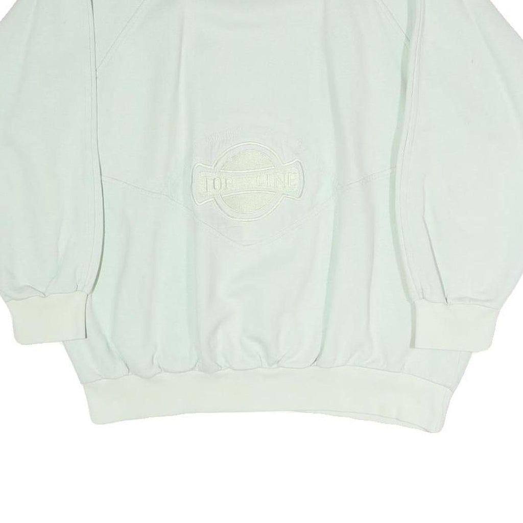 Womens White Sweatshirt Crew Neck S Cotton Blend Pullover Plain Casual Top