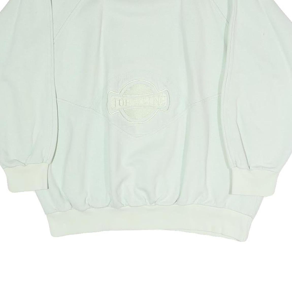 Womens White Sweatshirt Crew Neck S Cotton Blend Pullover Plain Casual Top