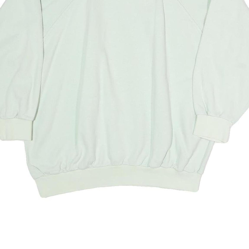 Womens White Sweatshirt Crew Neck S Cotton Blend Pullover Plain Casual Top