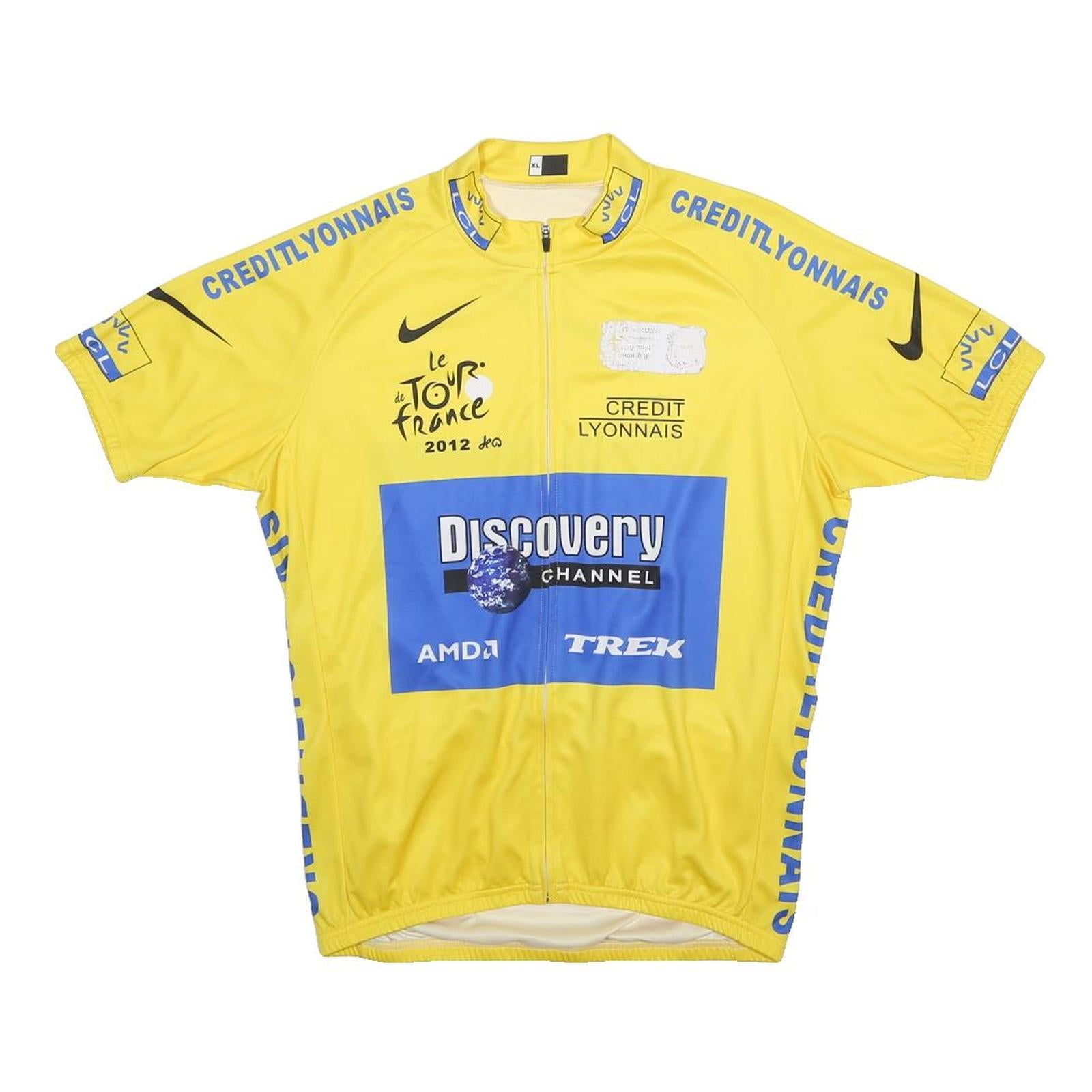 Yellow & Blue Mens Tour De France 2012 Cycling T-Shirt XL Short Sleeve High Neck