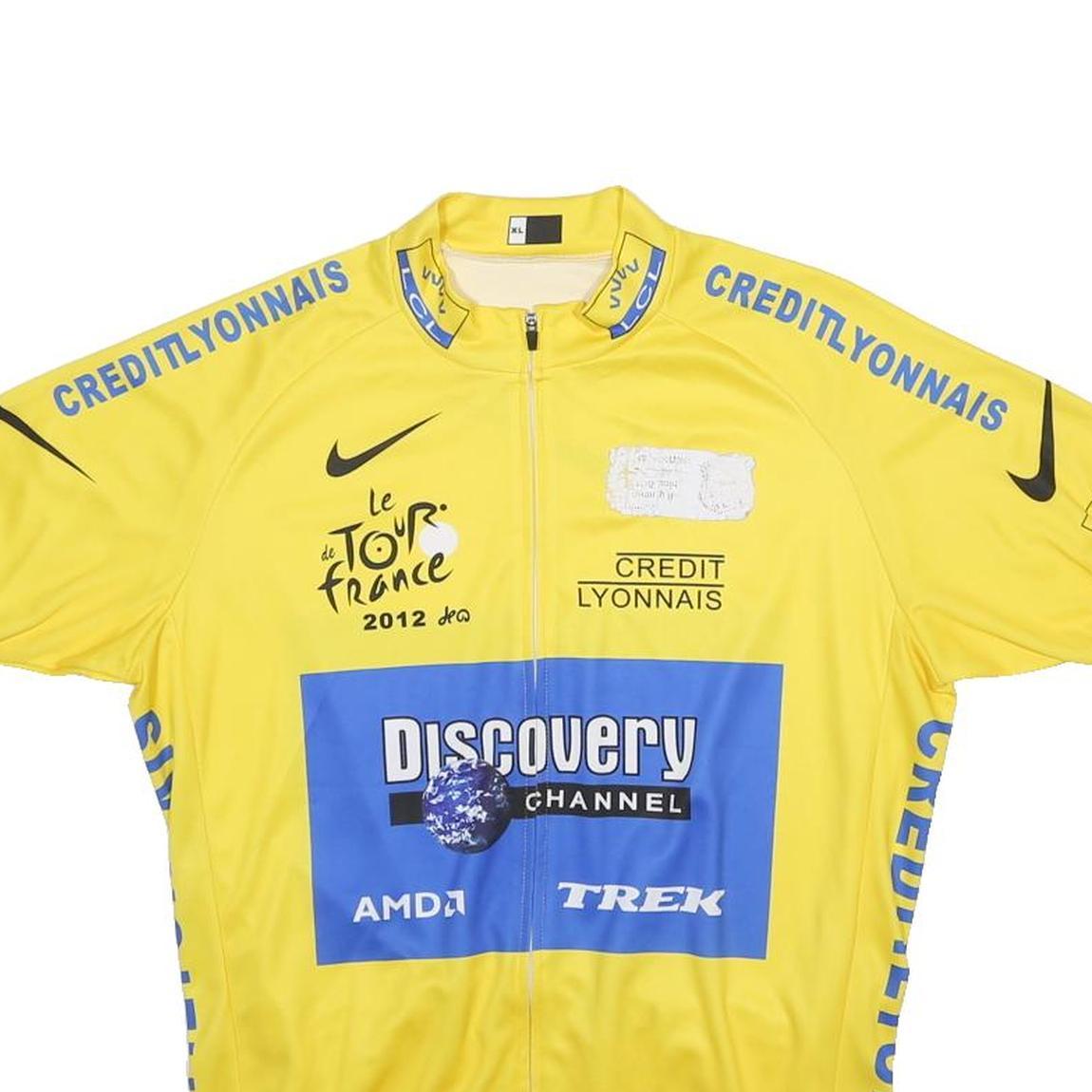 Yellow & Blue Mens Tour De France 2012 Cycling T-Shirt XL Short Sleeve High Neck