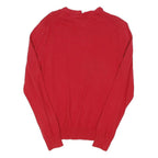TOMMY HILFIGER Mens Red Plain Crew Neck Basic Knit Jumper S Cotton Blend