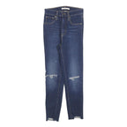 LEVI'S Womens Blue Slim Skinny Denim Medium W25 L24 Distressed Raw Hem Jeans