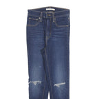 LEVI'S Womens Blue Slim Skinny Denim Medium W25 L24 Distressed Raw Hem Jeans