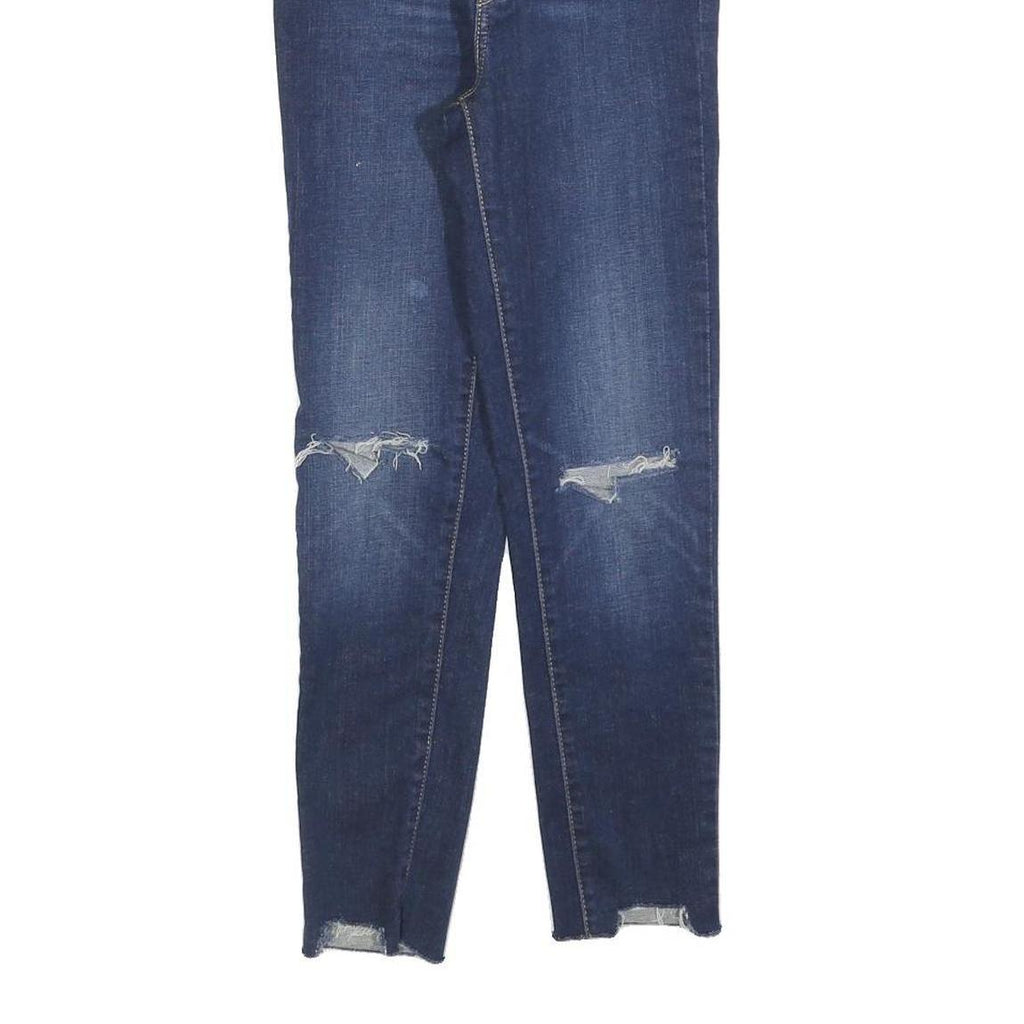 LEVI'S Womens Blue Slim Skinny Denim Medium W25 L24 Distressed Raw Hem Jeans