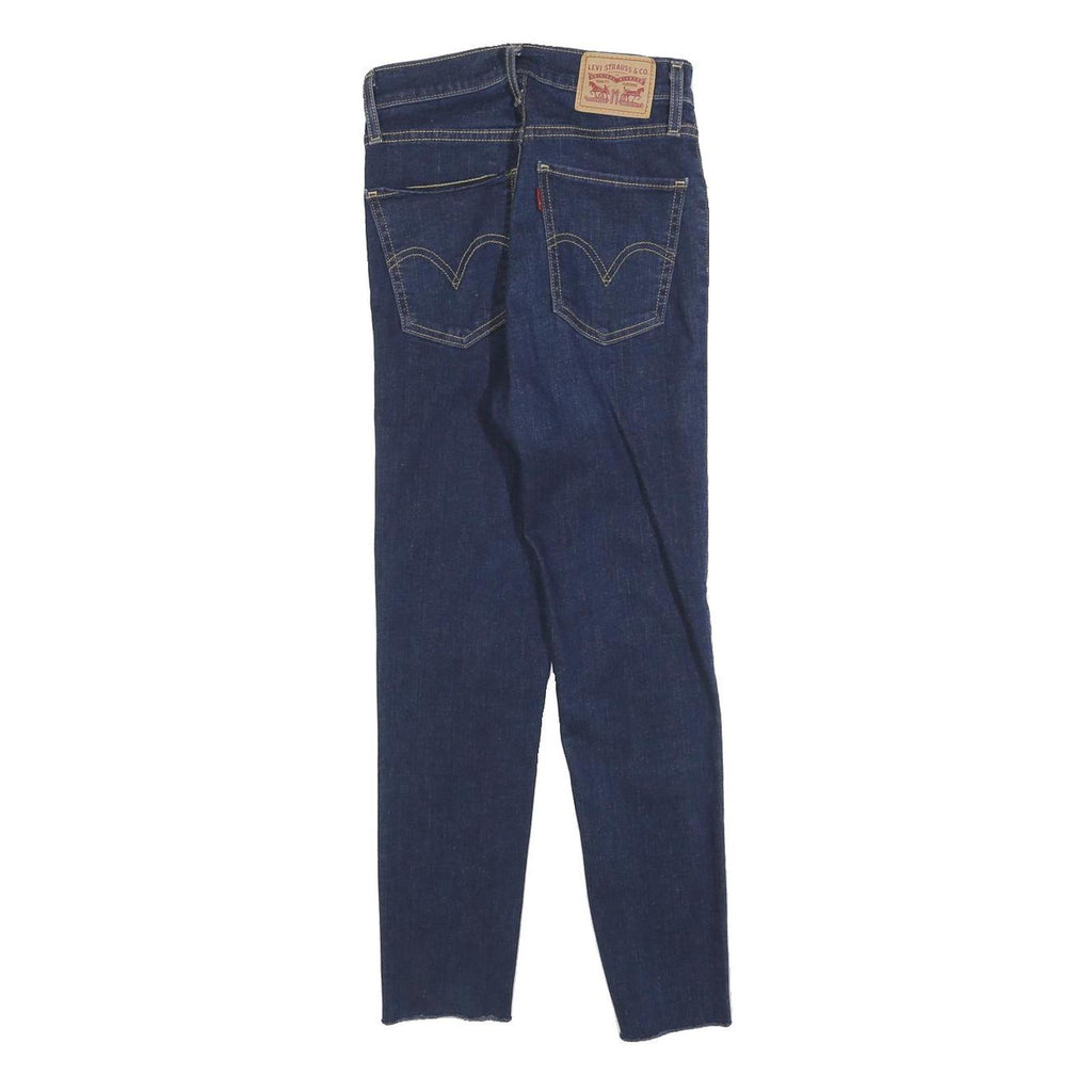 LEVI'S Womens Blue Slim Skinny Denim Medium W25 L24 Distressed Raw Hem Jeans