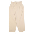 Women Beige Relaxed Fit Straight Leg Trousers W26 L24 Zip Closure Casual