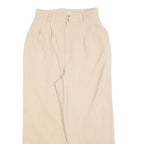 Women Beige Relaxed Fit Straight Leg Trousers W26 L24 Zip Closure Casual