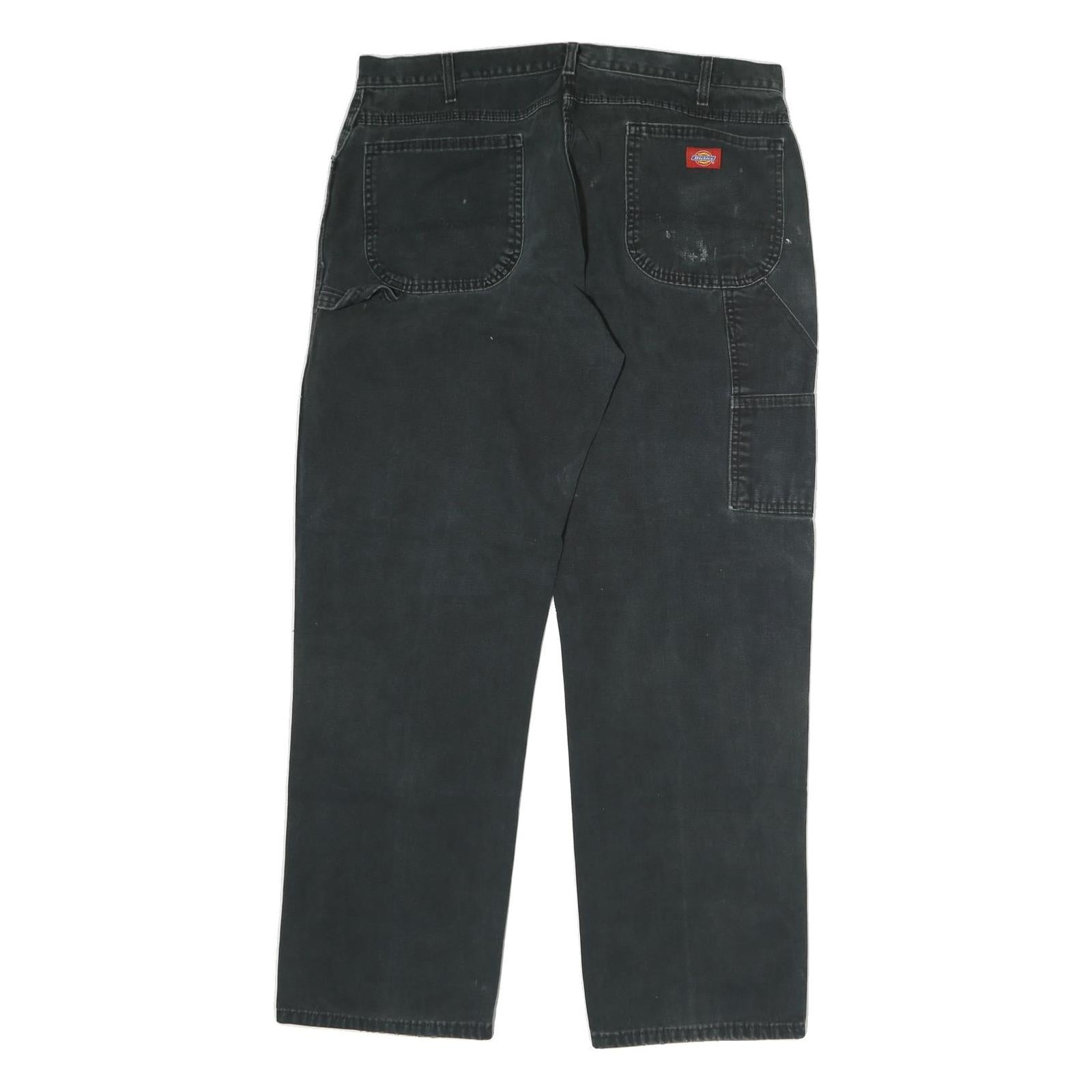 DICKIES Mens Jeans Black Regular Straight Denim W38 L31 Workwear Zip Closure