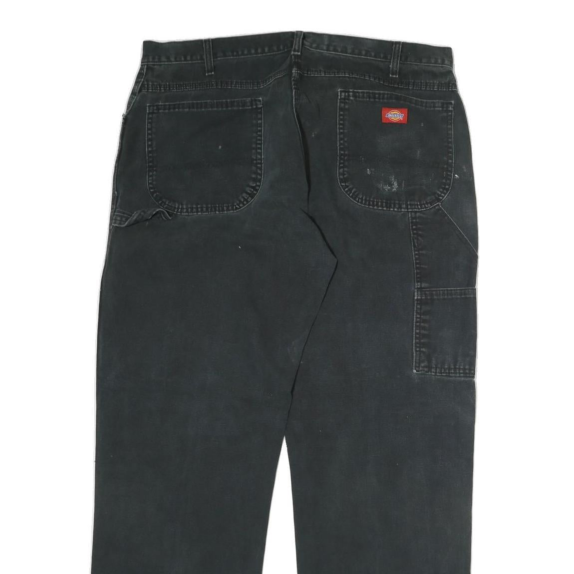 DICKIES Mens Jeans Black Regular Straight Denim W38 L31 Workwear Zip Closure