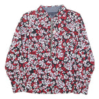 TOMMY HILFIGER Womens Red & White Floral Printed Shirt Long Sleeve Collared M