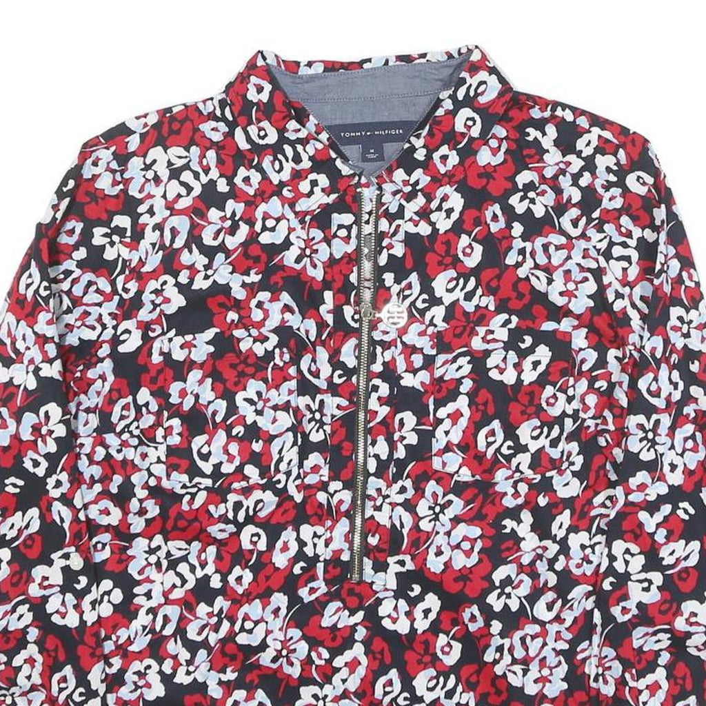 TOMMY HILFIGER Womens Red & White Floral Printed Shirt Long Sleeve Collared M