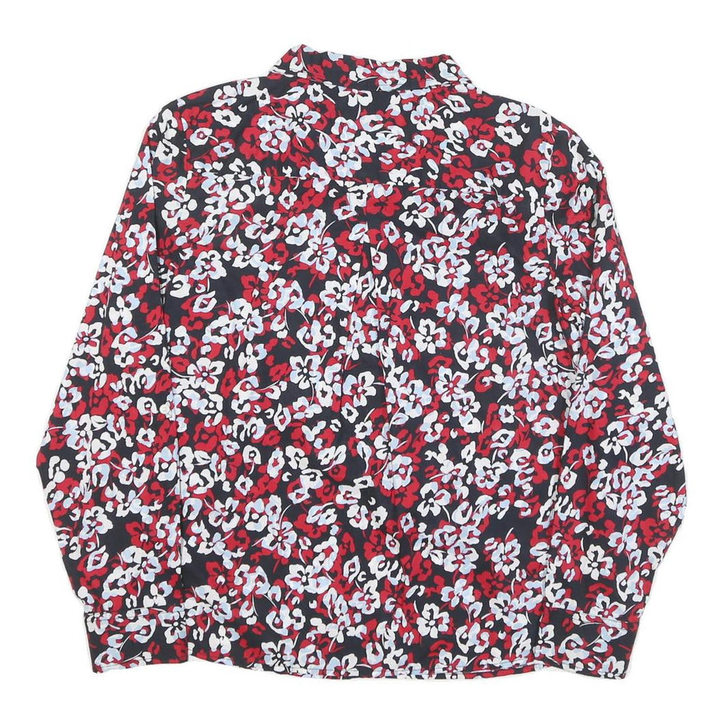TOMMY HILFIGER Womens Red & White Floral Printed Shirt Long Sleeve Collared M