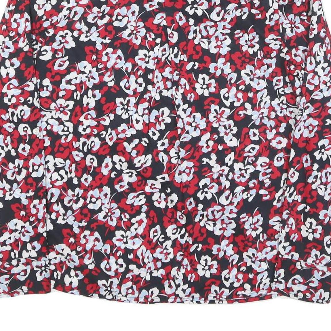 TOMMY HILFIGER Womens Red & White Floral Printed Shirt Long Sleeve Collared M