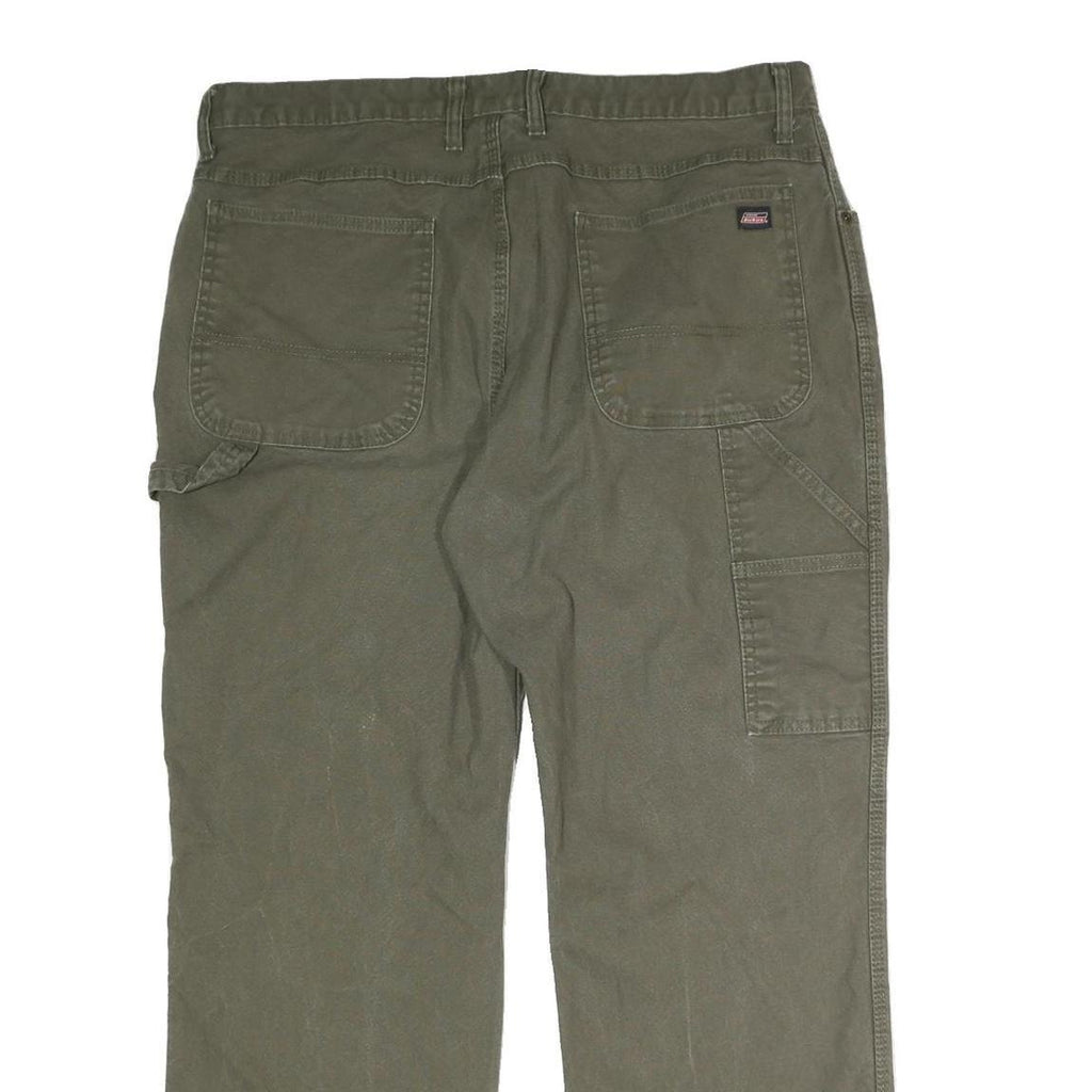 DICKIES Mens Cotton Olive Regular Straight Trousers W38 L29 Workwear Casual