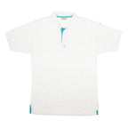 ADIDAS Mens White & Turquoise Polo Shirt L Cotton Short Sleeve Casual Sports