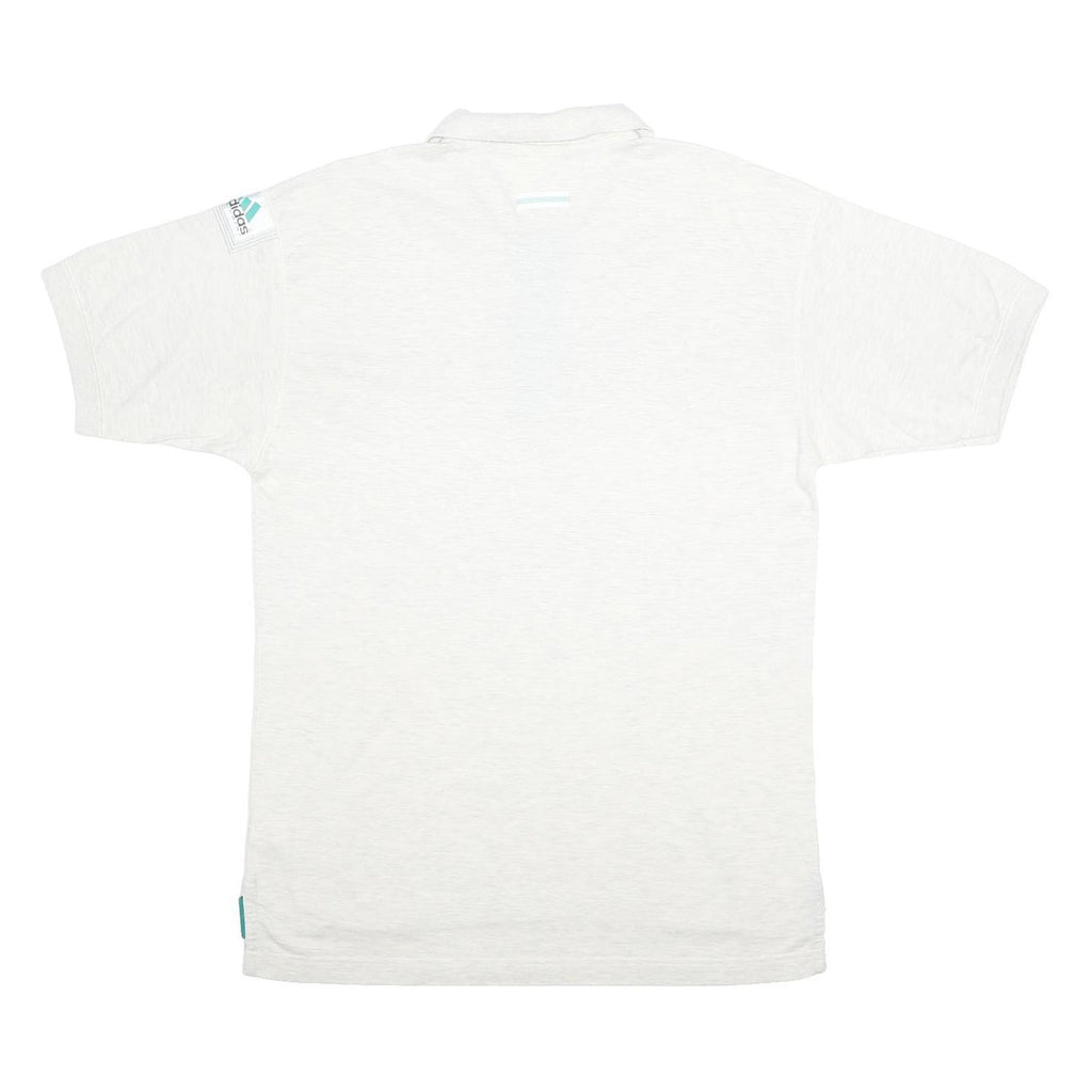 ADIDAS Mens White & Turquoise Polo Shirt L Cotton Short Sleeve Casual Sports