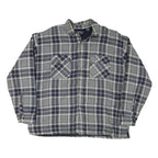 GREAT NORTHWEST Mens Blue & Grey Check Shirt 2XL Cotton Blend Casual Button Up