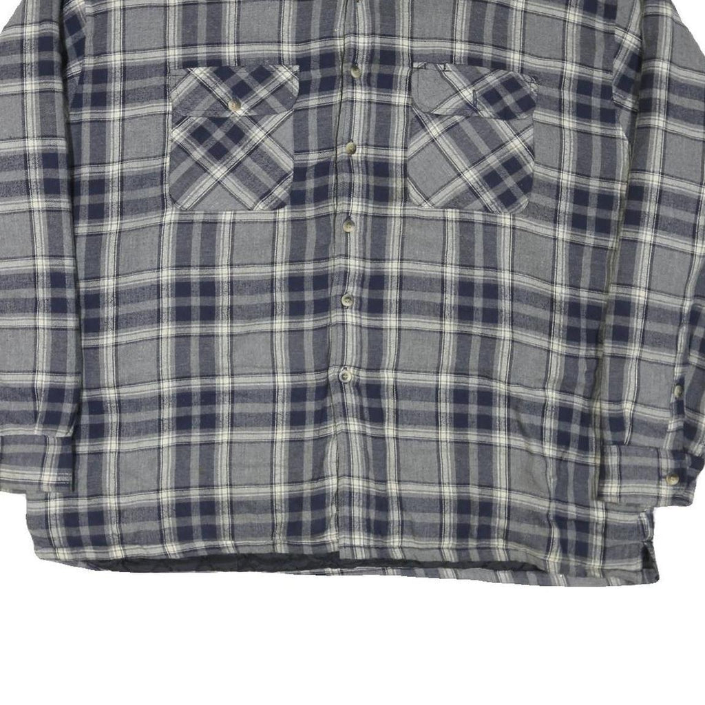 GREAT NORTHWEST Mens Blue & Grey Check Shirt 2XL Cotton Blend Casual Button Up