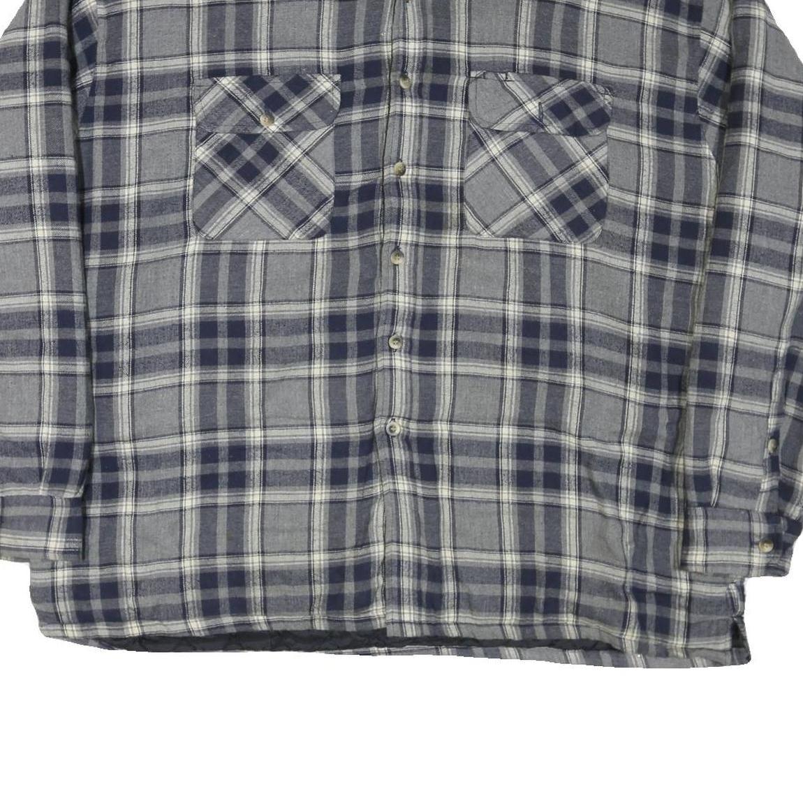 GREAT NORTHWEST Mens Blue & Grey Check Shirt 2XL Cotton Blend Casual Button Up