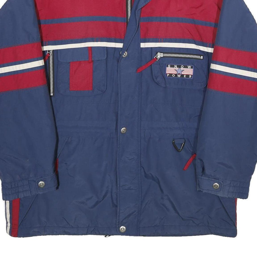 RODEO Mens Blue & Red Snow Power Nylon Zip Jacket XL Water Resistant Retro